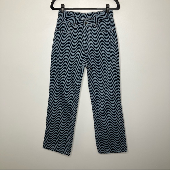 NWT URBAN OUTFITTERS RAGGED PRIEST Printed Wavy Jeans Blue 28 - Picture 2 of 7